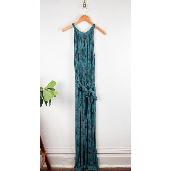 Soft Surroundings Tropical Print Wide Leg Tie Waist Jumpsuit Sz S - Picture 2 of 9